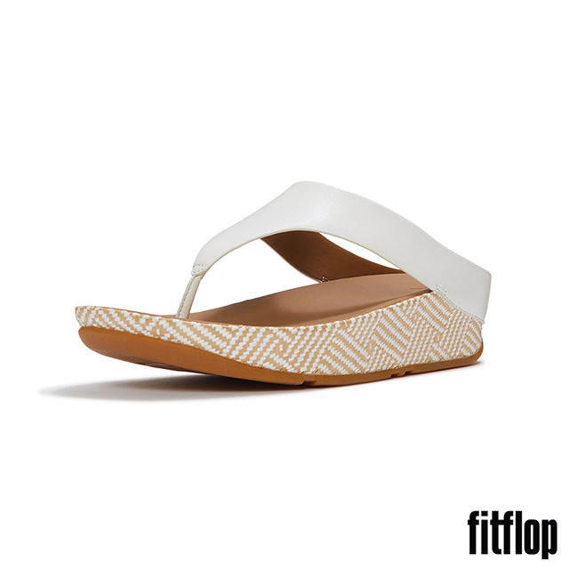 FitFlop LULU LUX 圖案編織皮革夾腳涼鞋-女(都會白)