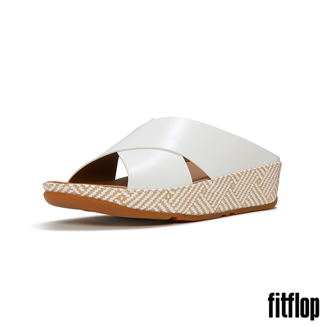 FitFlop LULU LUX 圖案編織皮革交叉涼鞋-女(都會白)