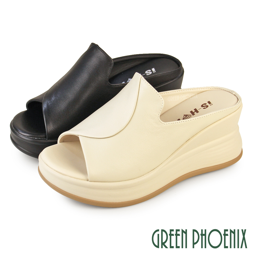 GREEN PHOENIX 波兒德 女 拖鞋 厚底拖鞋 楔型拖鞋 魚口 寬版 輕量U11-20668