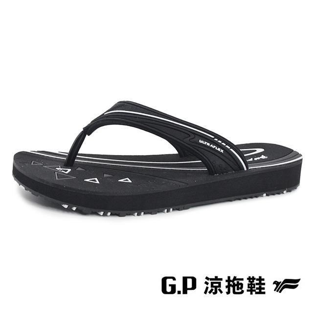 G.P 啟蒙 (女)極簡風海灘人字平底夾腳拖鞋 女鞋-黑色