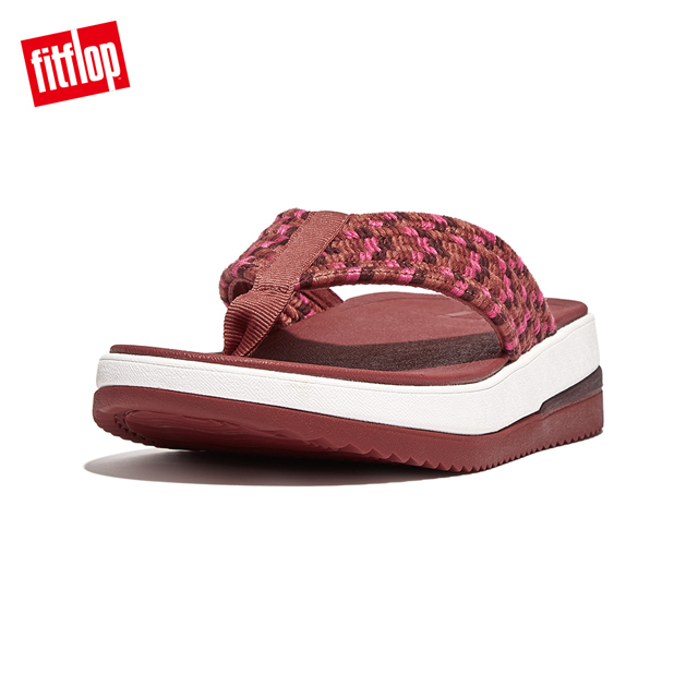 FitFlop SURFF ART-WEBBING TOE-POST SANDALS運動風織帶夾腳涼鞋-女(暗紅白色)