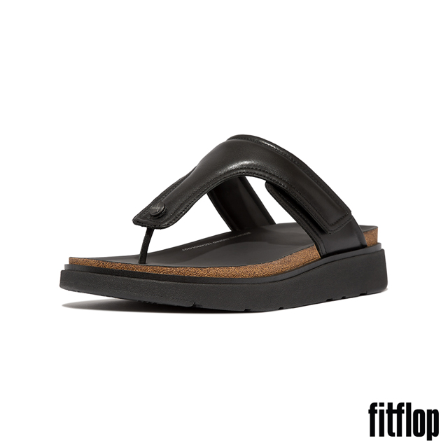 FitFlop GEN-FF 可調式軟墊皮革夾腳涼鞋-男(黑色)