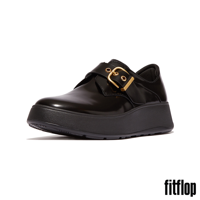 FitFlop F-MODE 皮革厚底扣環休閒鞋-女(黑色)