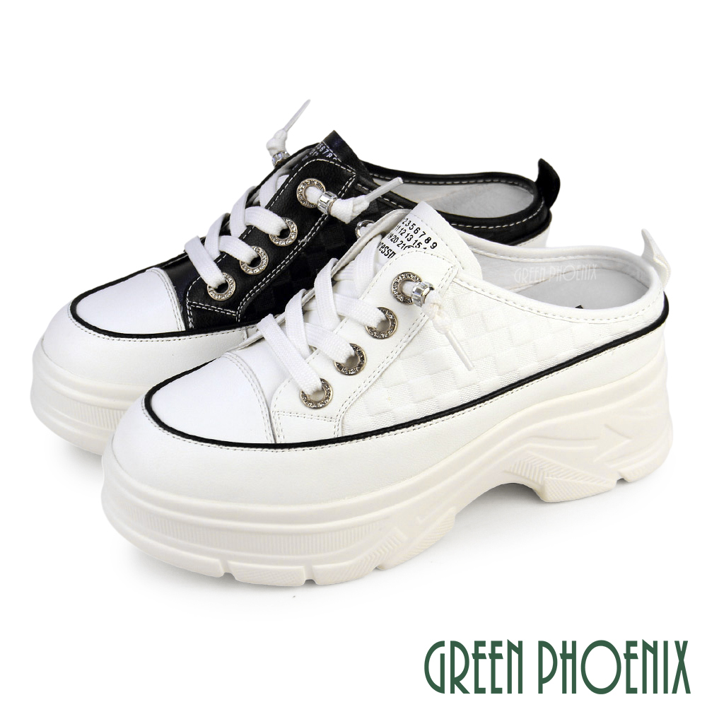 GREEN PHOENIX 波兒德 女鞋 拖鞋 休閒拖鞋 穆勒鞋 前包後空 厚底 真皮 輕量 顯瘦 免綁帶U11-29921