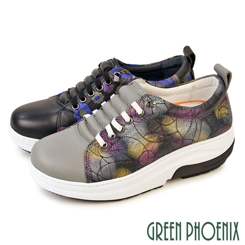 GREEN PHOENIX 波兒德 女鞋 磁石震動 懶人鞋 休閒鞋 厚底鞋 輕量彈力厚底 會呼吸的鞋U8-23220
