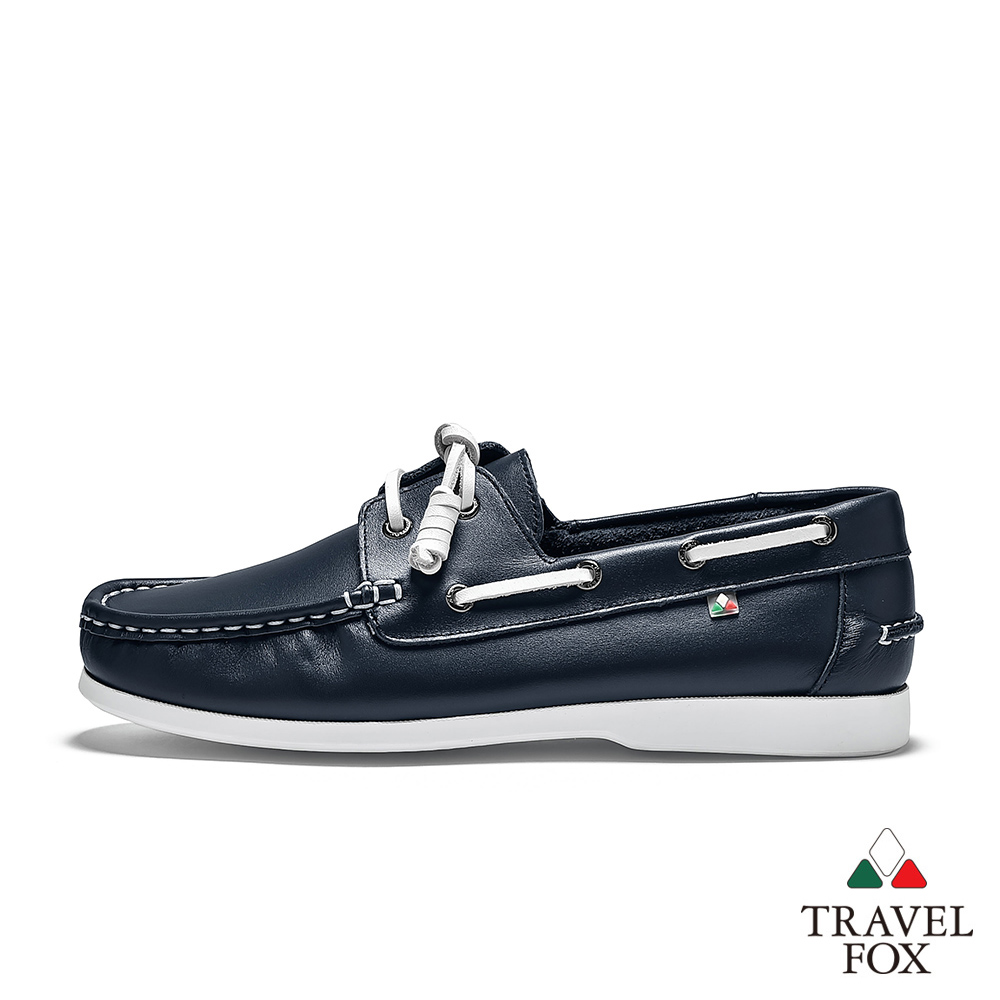 柔軟舒適透氣【TRAVEL FOX 旅狐】女鞋DALLAS 休閒帆船鞋919327 305 深藍