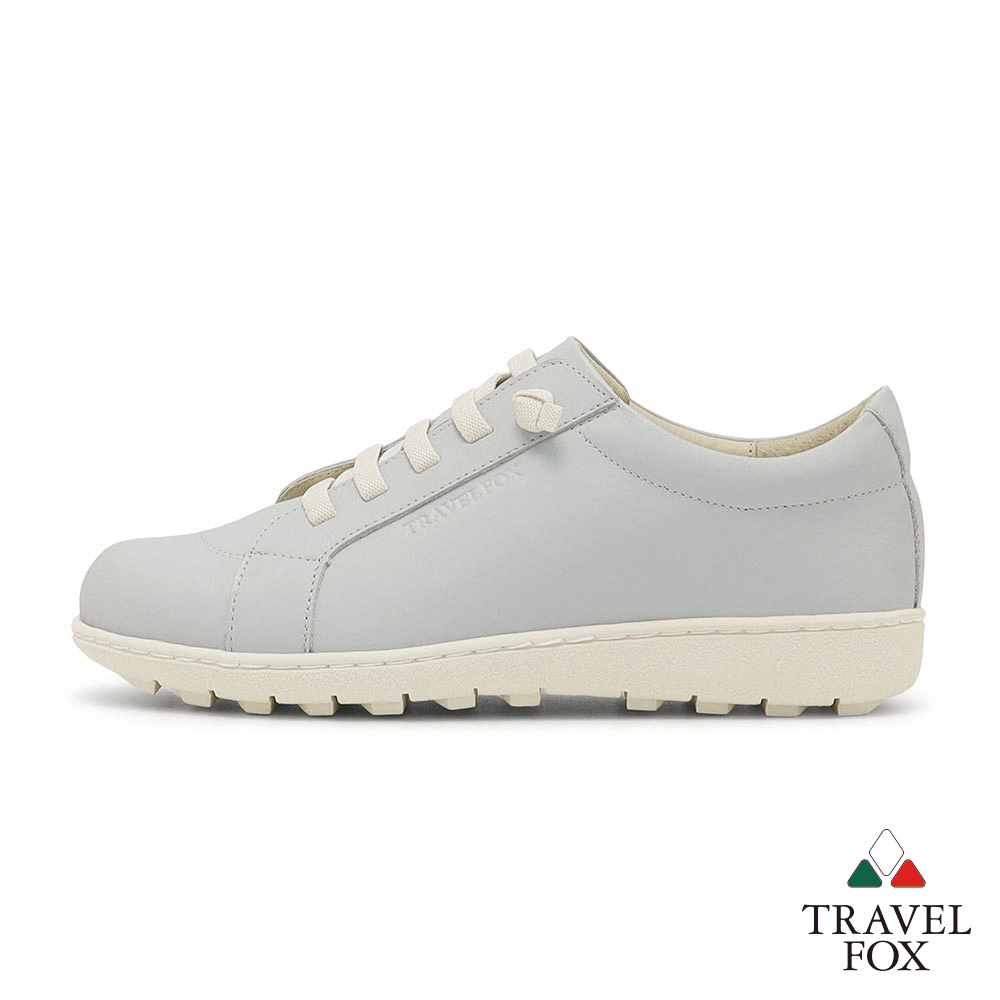 柔軟舒適透氣【TRAVEL FOX 旅狐】女鞋真皮免綁帶舒適休閒鞋924441 313 淺灰