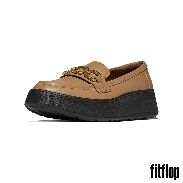 FitFlop F-MODE 方扣鏈條皮革樂福鞋-女(駝色)