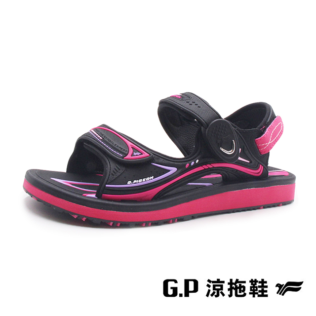 G.P 啟蒙 (女)高彈力舒適可拆帶兩用涼拖鞋 女鞋-黑桃粉色