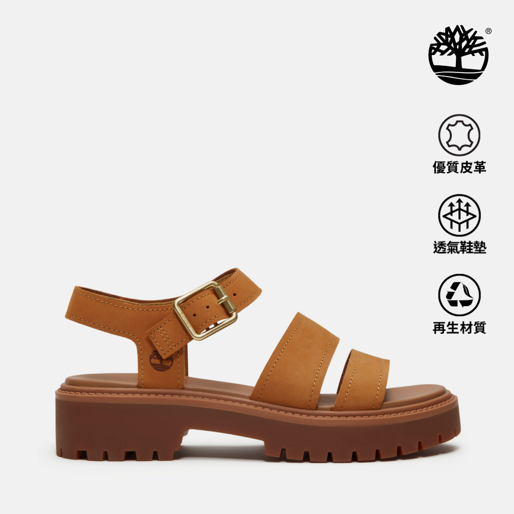 Timberland 女款小麥色Stone Street厚底後帶式涼鞋｜A2EJM754