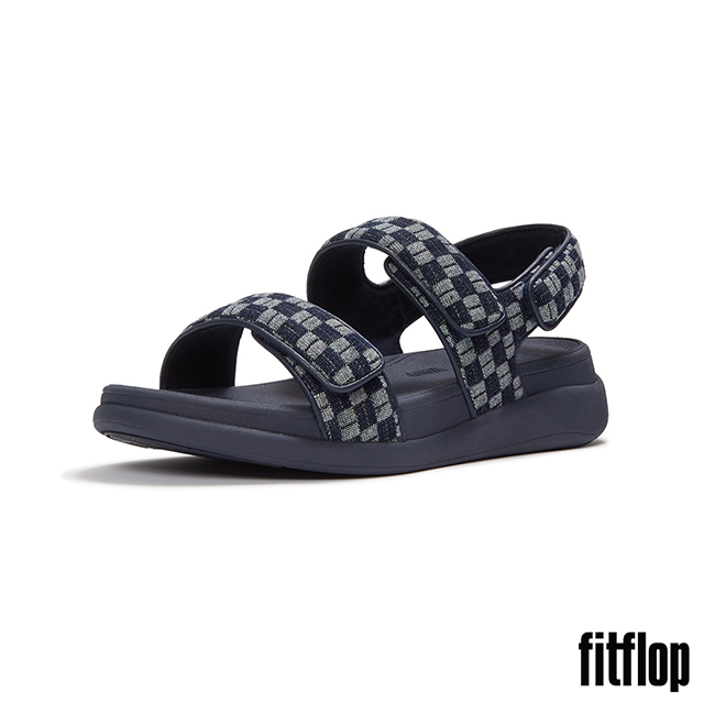FitFlop F-MODE GO 棋盤格牛仔布後帶涼鞋-女(深丹寧色)
