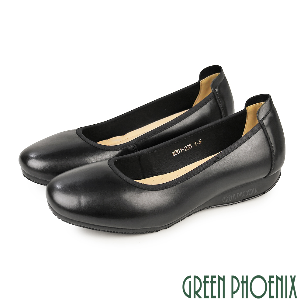 GREEN PHOENIX 波兒德 女 娃娃鞋 包鞋 小坡跟 真皮 OL 通勤 上班 面試U56-20001