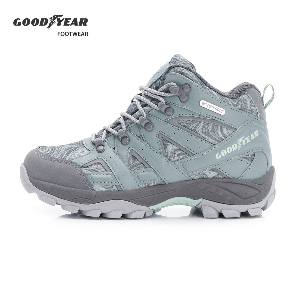 Goodyear 固特異 動態防水戶外鞋/女 戶外郊山 防水 防撞 耐磨 綠灰(登山者W3-GAWO52525)
