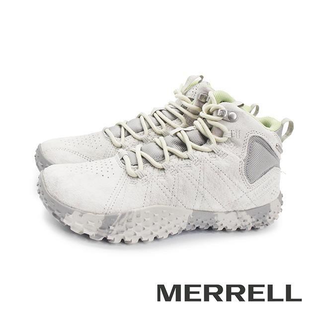 Merrell 邁樂 (女)Wrapt Mid Wp 中筒麂皮休閒鞋 女鞋-淺灰粉色
