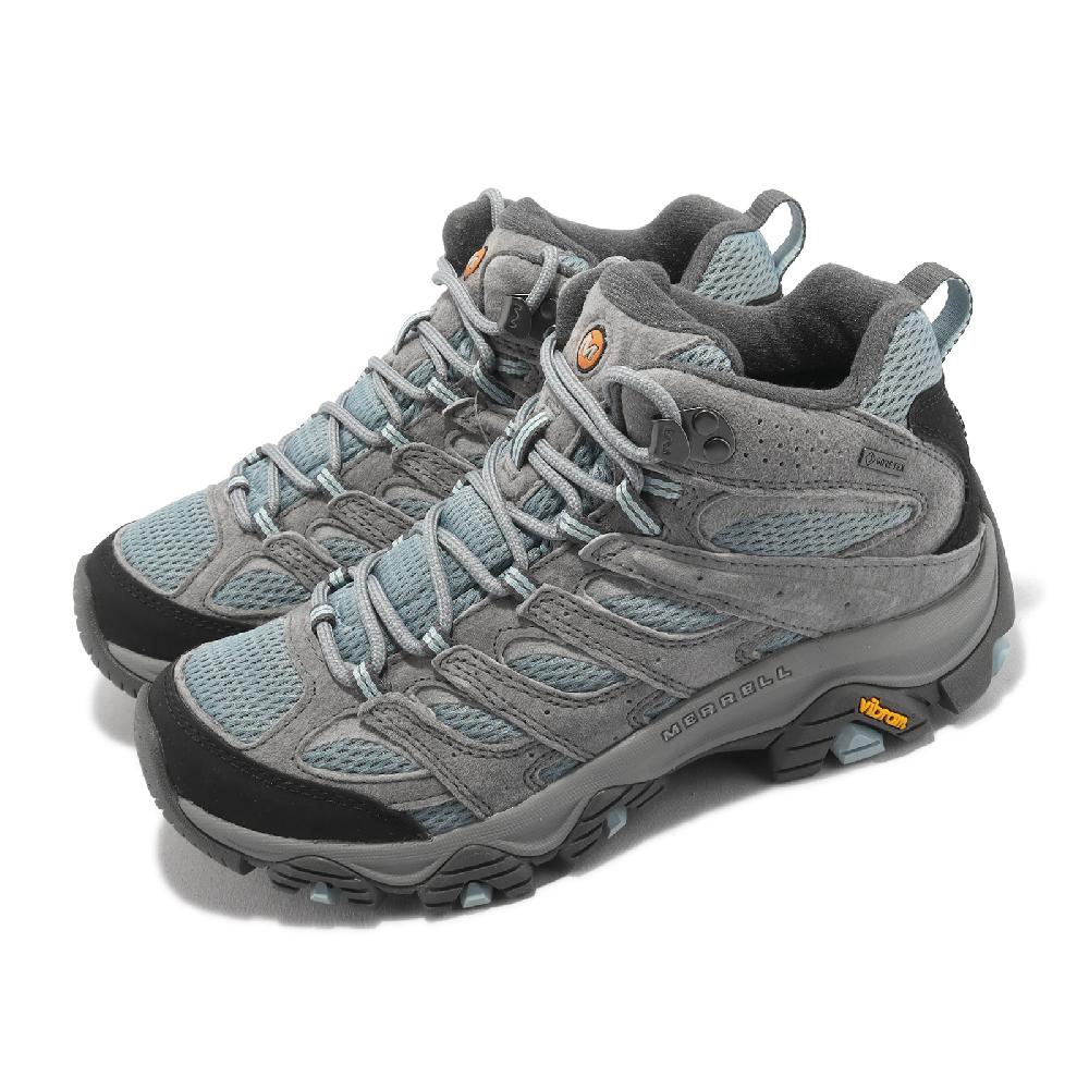 Merrell 邁樂 登山鞋 Moab 3 Mid GTX 女鞋 灰 藍 防水 中筒 Vibram 戶外 郊山 ML036312