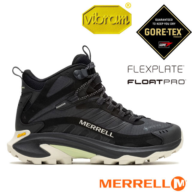 Merrell 邁樂 女 MOAB SPEED 2 MID GORE-TEX 多功能防水透氣中筒登山健行鞋.登山鞋/ ML037826 黑色