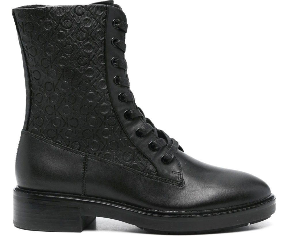 Calvin Klein 平底鞋 COMBAT BOOT MONO MIX 黑色女鞋