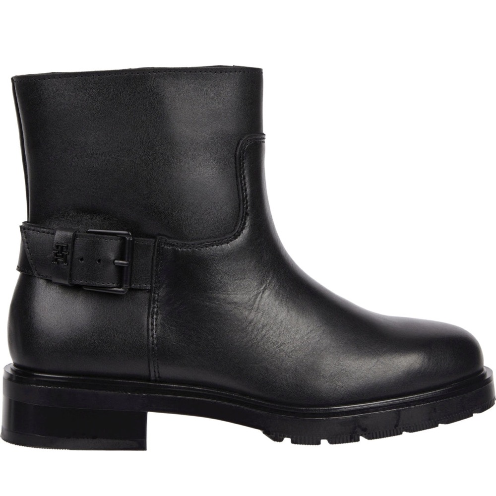 Tommy Hilfiger MONOCHROMATIC BIKERBOOT 黑色女鞋