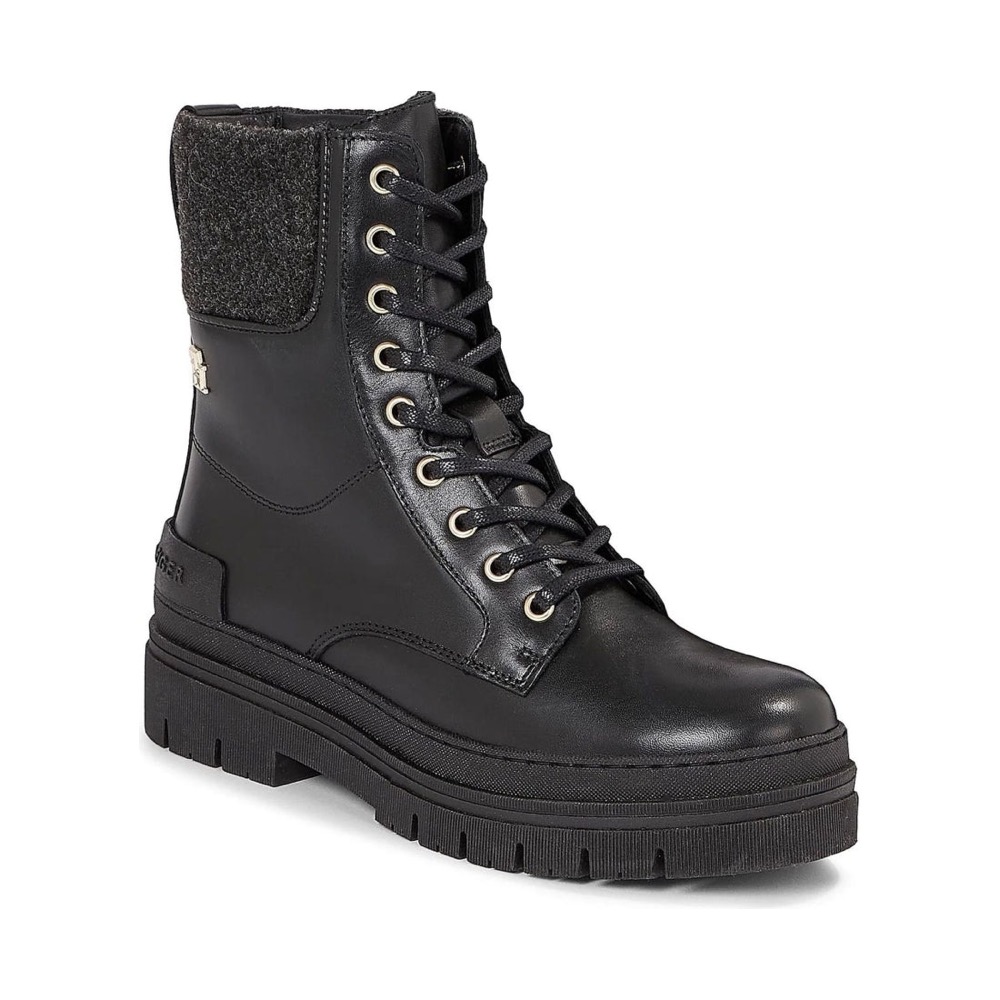 Tommy Hilfiger FEMININE FELT 繫帶BOOTIE 黑色女鞋
