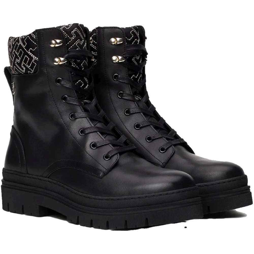 Tommy Hilfiger CLEATED LACE-UP MONO 踝靴 黑色女鞋