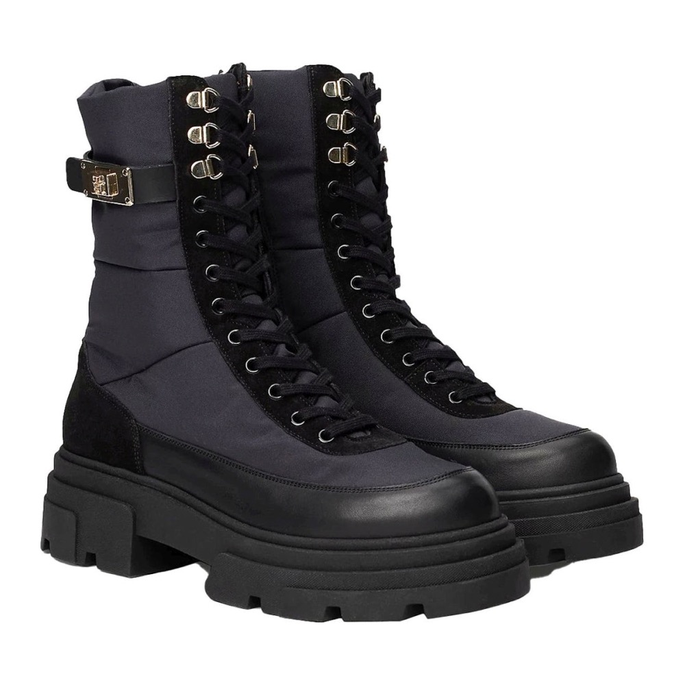 Tommy Hilfiger BIKER MIX LACE-UP 踝靴 黑色女鞋