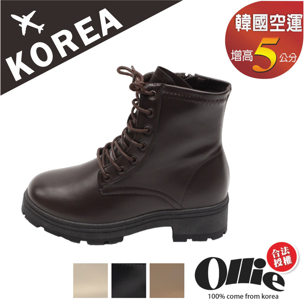HIKOREA OLLIE韓國直送/韓國空運 韓妞百搭好穿粗跟皮革靴短靴中筒靴皮靴(72-1073/現貨+預購)