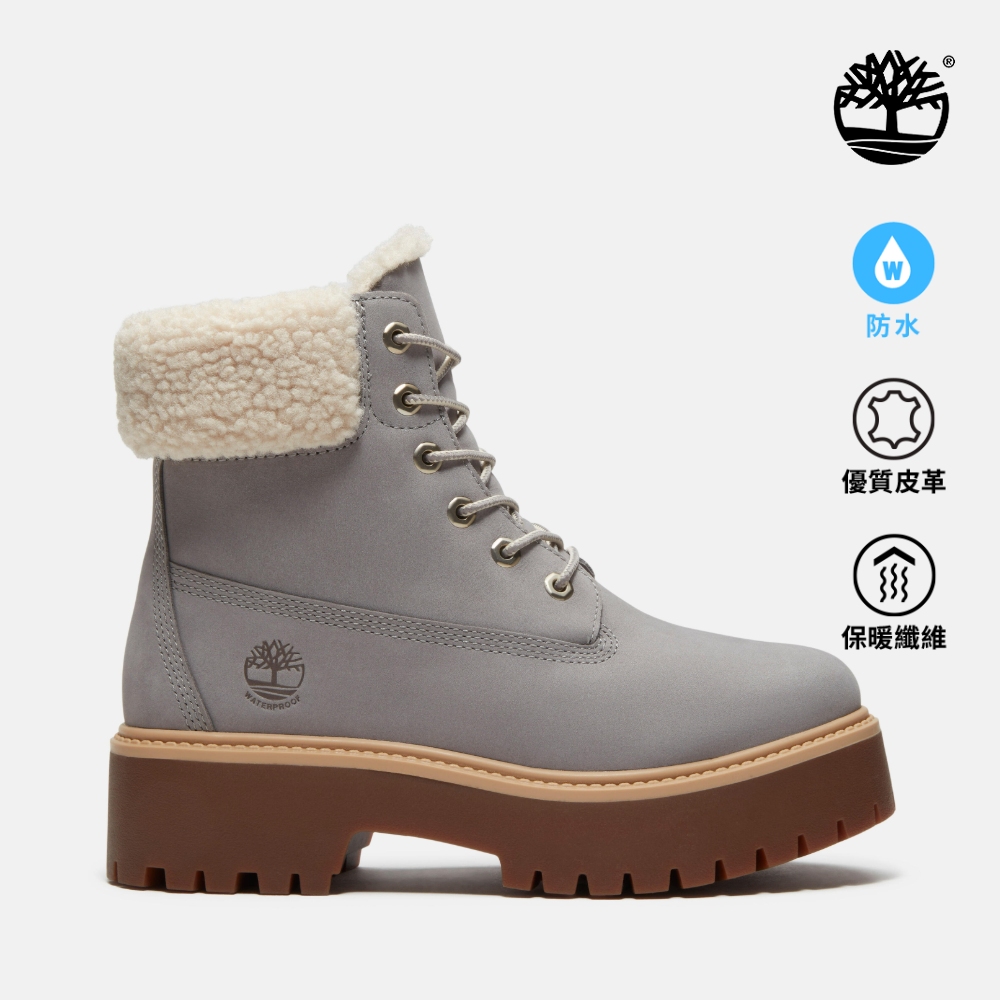 Timberland 女款灰色Stone Street厚底保暖防水靴|A2PU6EL8