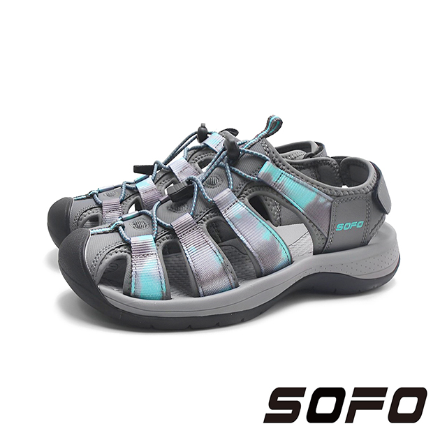 SOFO (女)OUTDOOR水陸溯溪快速扣護趾運動涼鞋 女鞋-灰綠