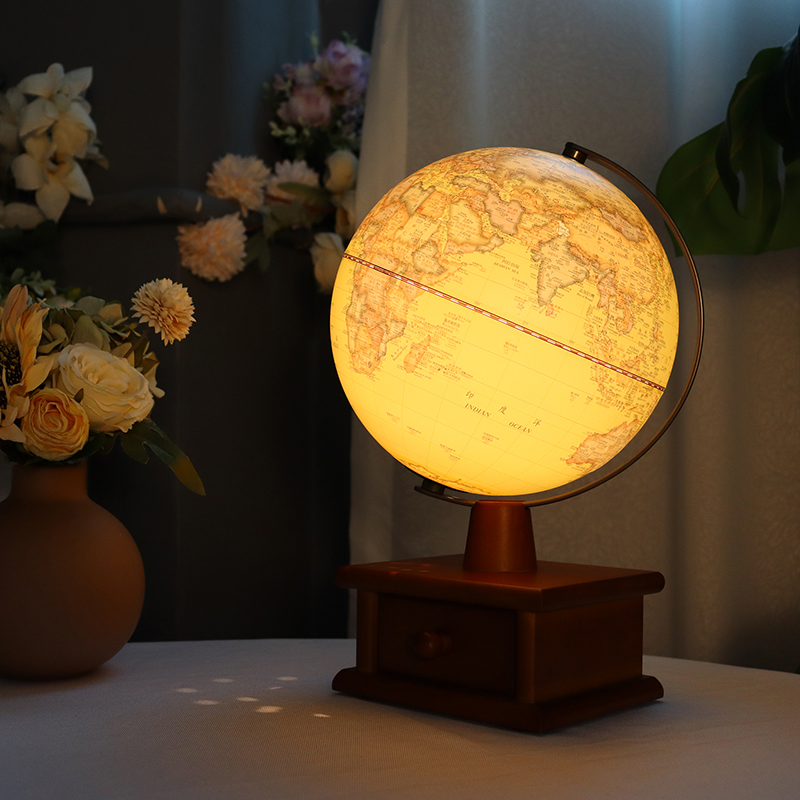 FunGlobe 8英寸AR有燈仿古寶盒地球儀（中英文版）