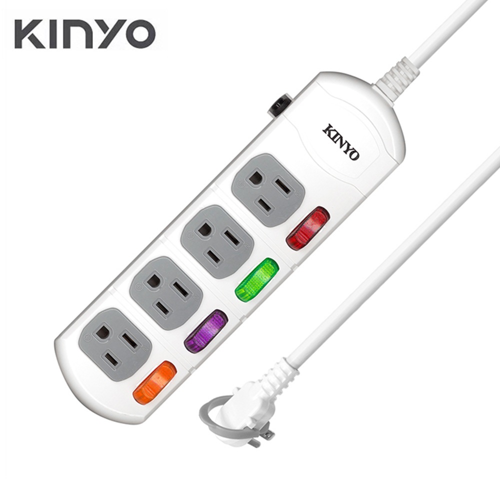 4開關4插座3孔 防雷擊防突波過載保護設計 台灣製安全電源延長線 6尺 1.8M