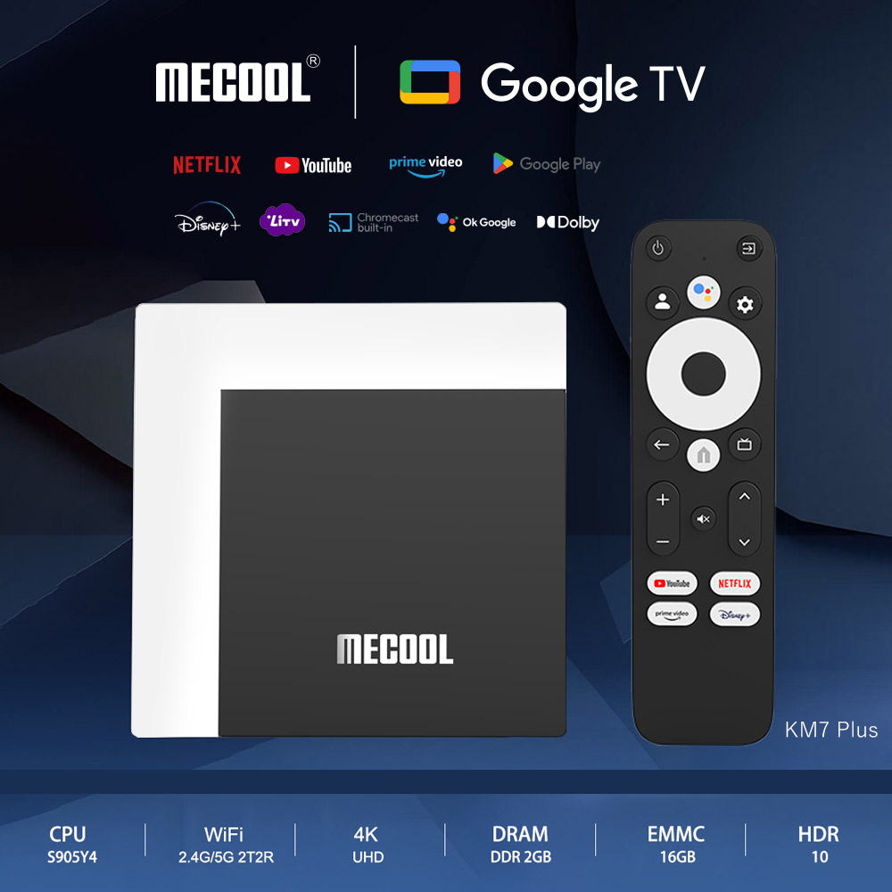 【mecool】米酷4KHDR多媒體Google電視盒(KM7Plus)Google TV/Netflix/Disney+