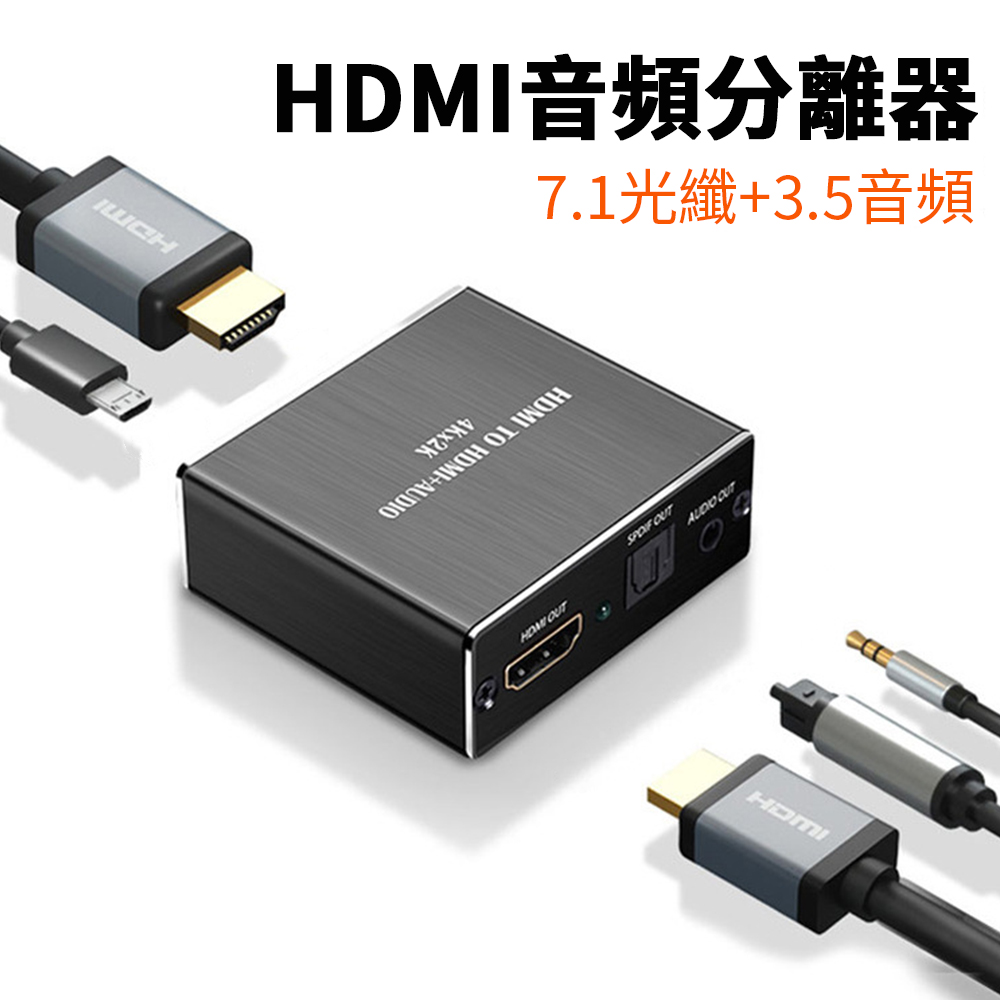 Sily 4K*2KHDMI音頻分離器 7.1光纖+3.5mm轉換器 集線器切換器 筆電/投影 /switch/螢幕 不含網路線