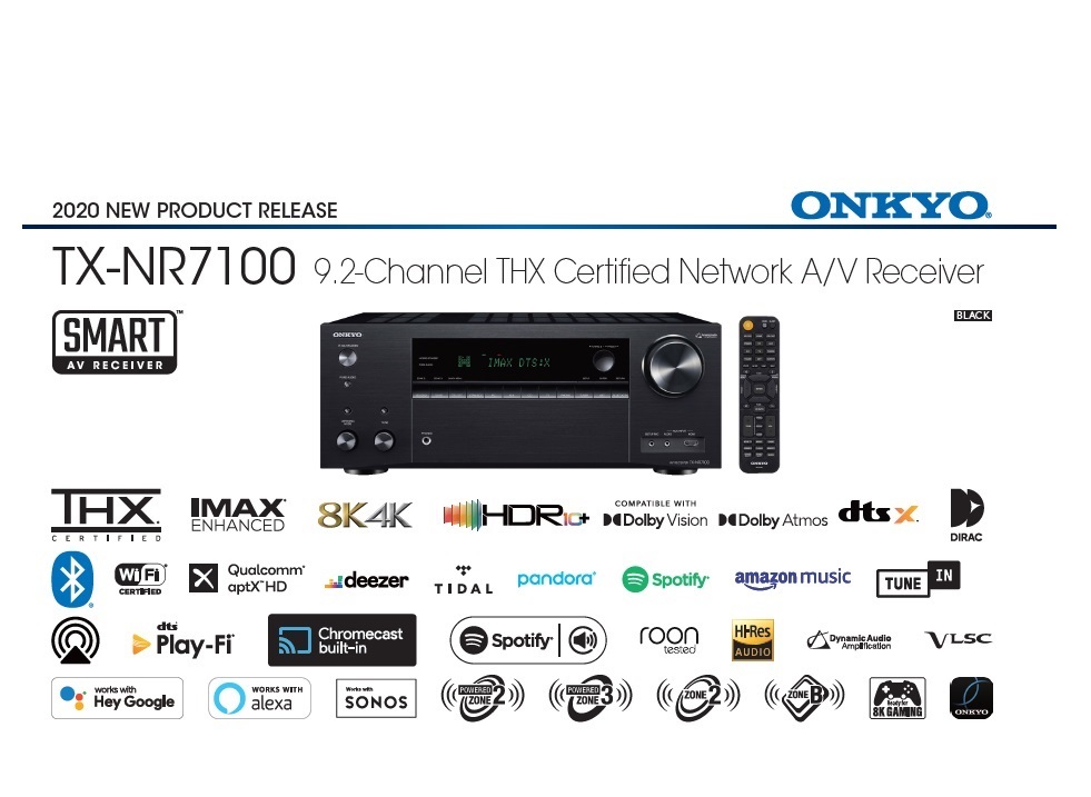 ONKYO TX-NR7100 9.2聲道 8K網路影音環繞擴大機