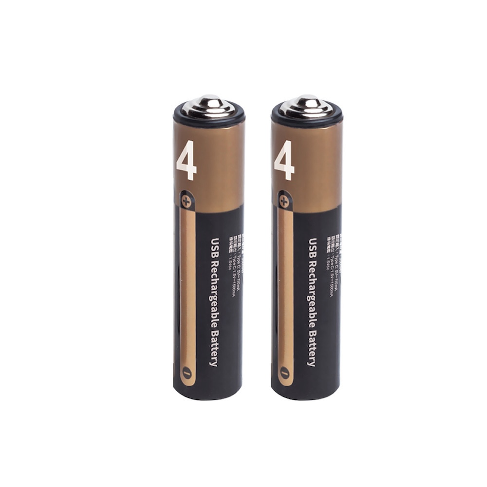 E-books B128 新一代千次循環 Type C 直充 4 號 AAA 鋰電池雙入組 贈 一對二 充電線