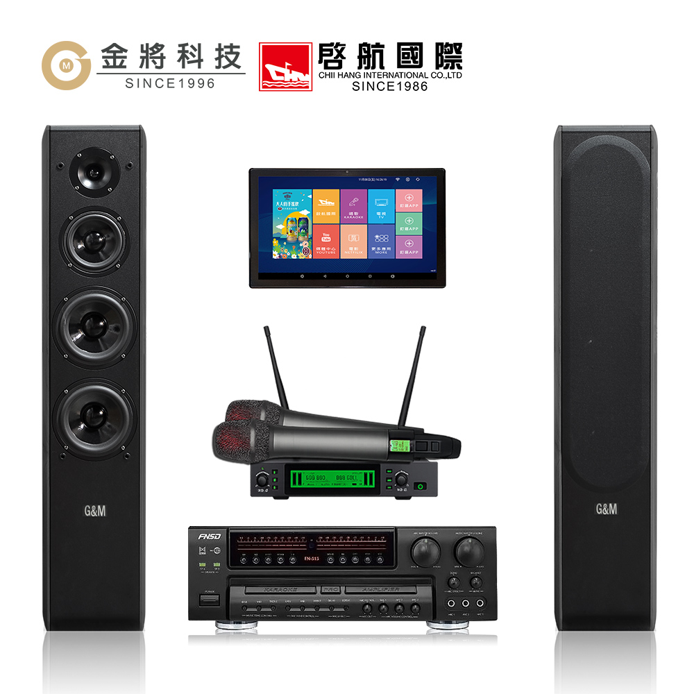 金將科技 KKPAD11+FN515+GM232+J108(點歌機+擴大機組+無線麥克風+喇叭)_