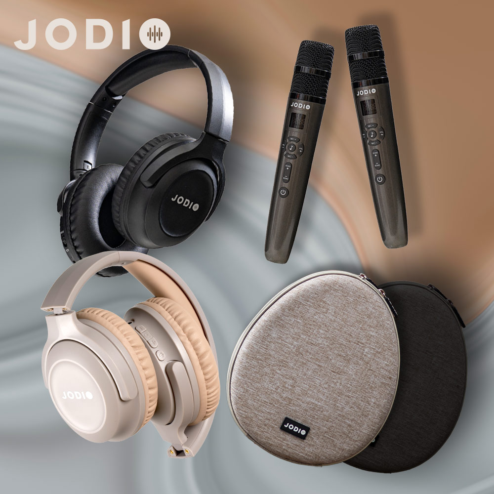 JPOWER 杰強 JODIO 藍芽行動KTV耳機豪華組 酷黑+奶茶色 雙組