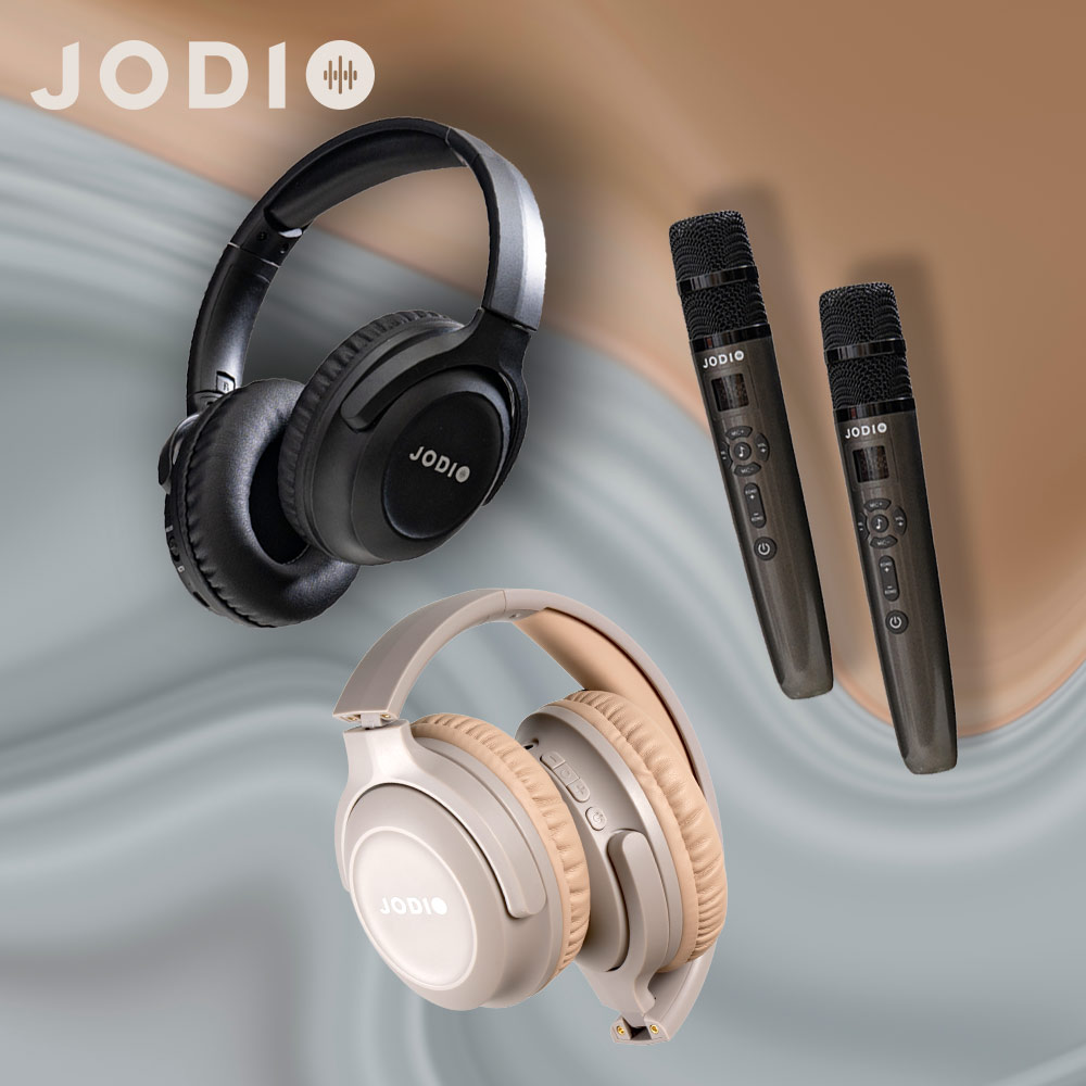 JPOWER 杰強 JODIO 藍芽行動KTV耳機 酷黑色/奶茶色 雙件組