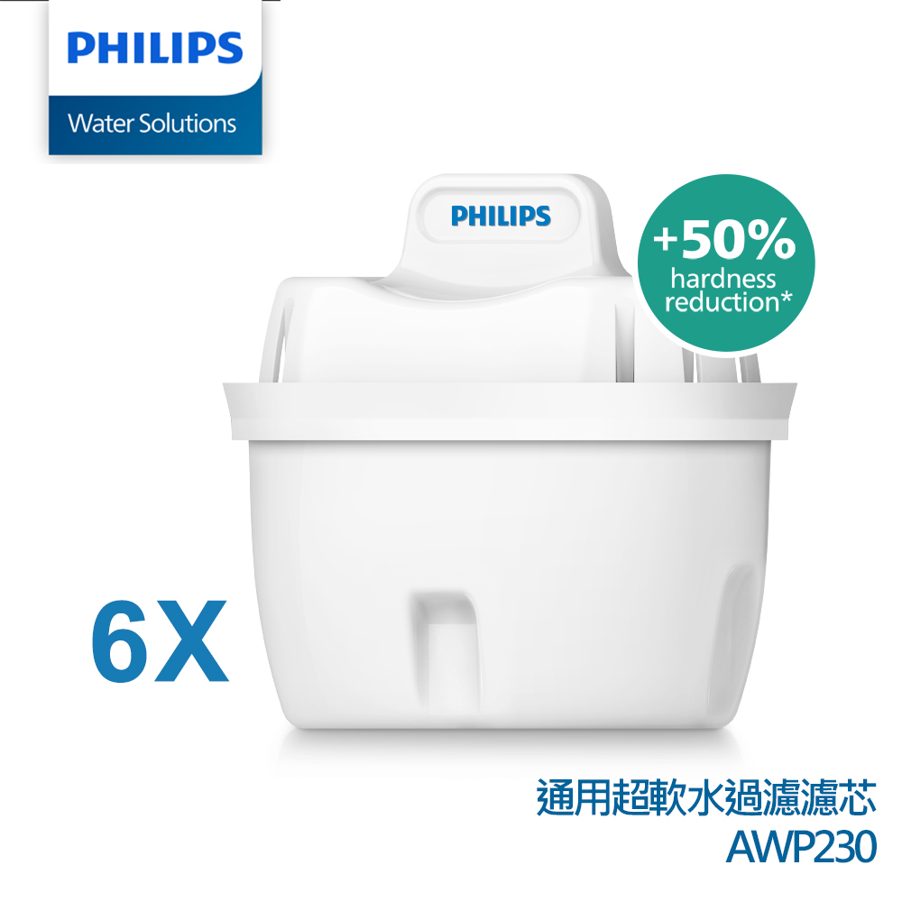 PHILIPS 飛利浦 六入組-AWP230 通用超軟水過濾濾芯