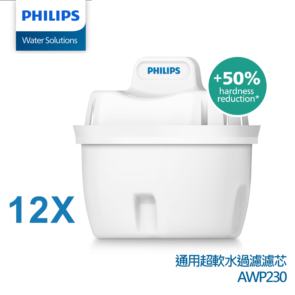 PHILIPS 飛利浦 12入組-AWP230 通用超軟水過濾濾芯