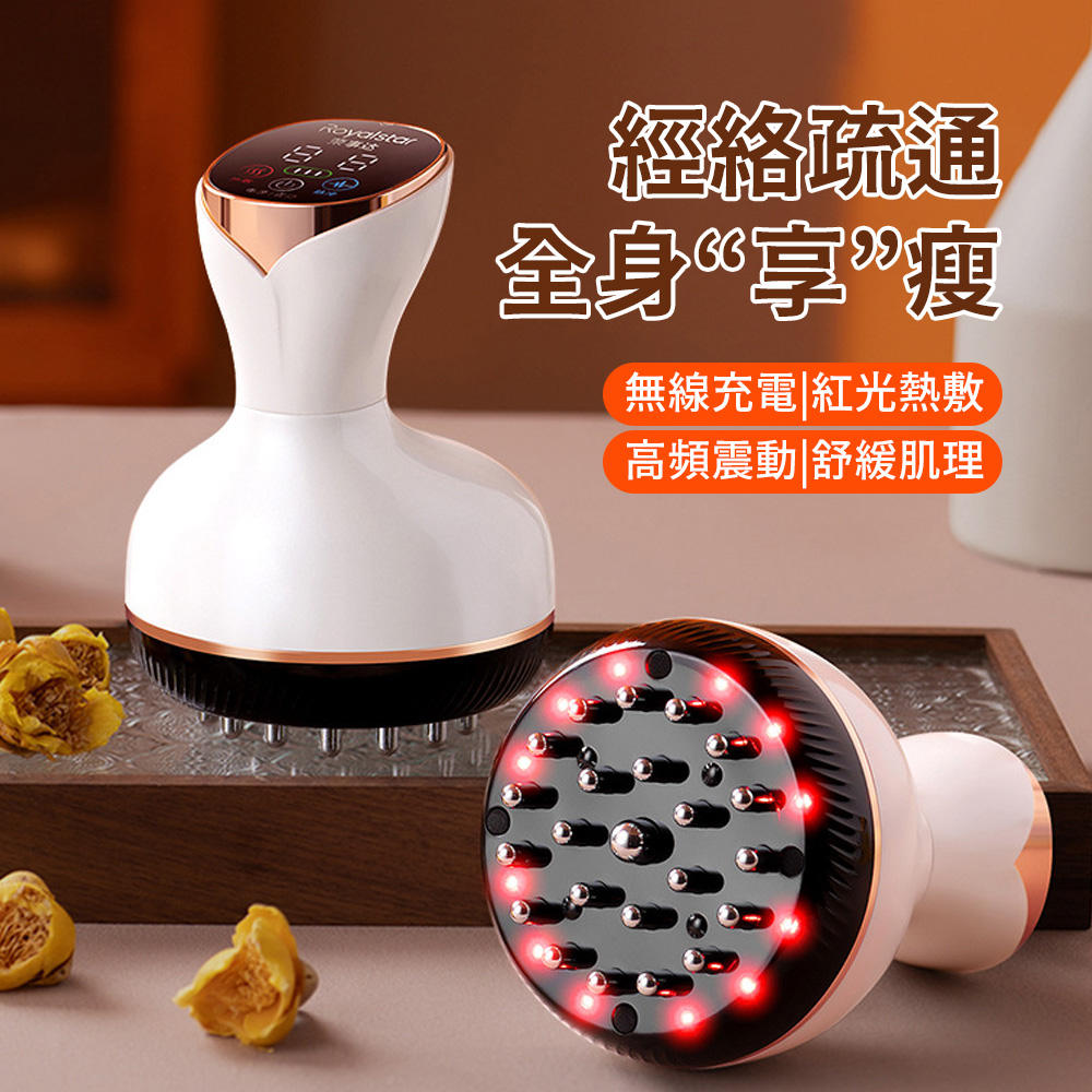 多檔調節智能腹部按摩器 多功能電動穴位按摩經絡刷 紅光恆溫熱敷揉腹儀（孝親交換禮物首選）