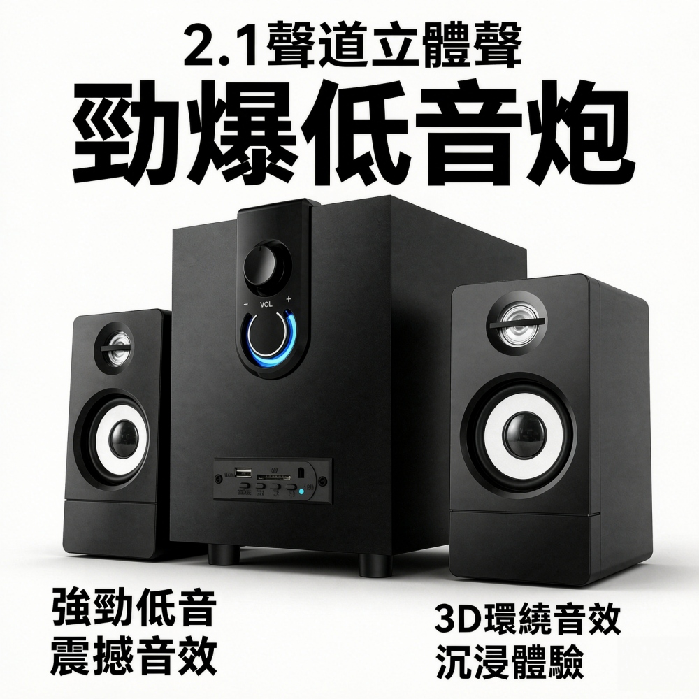 【悅購】臺式智能音箱 多媒體藍牙藍牙 插電腦音箱USB 2.1聲道立體聲 勁爆低音炮