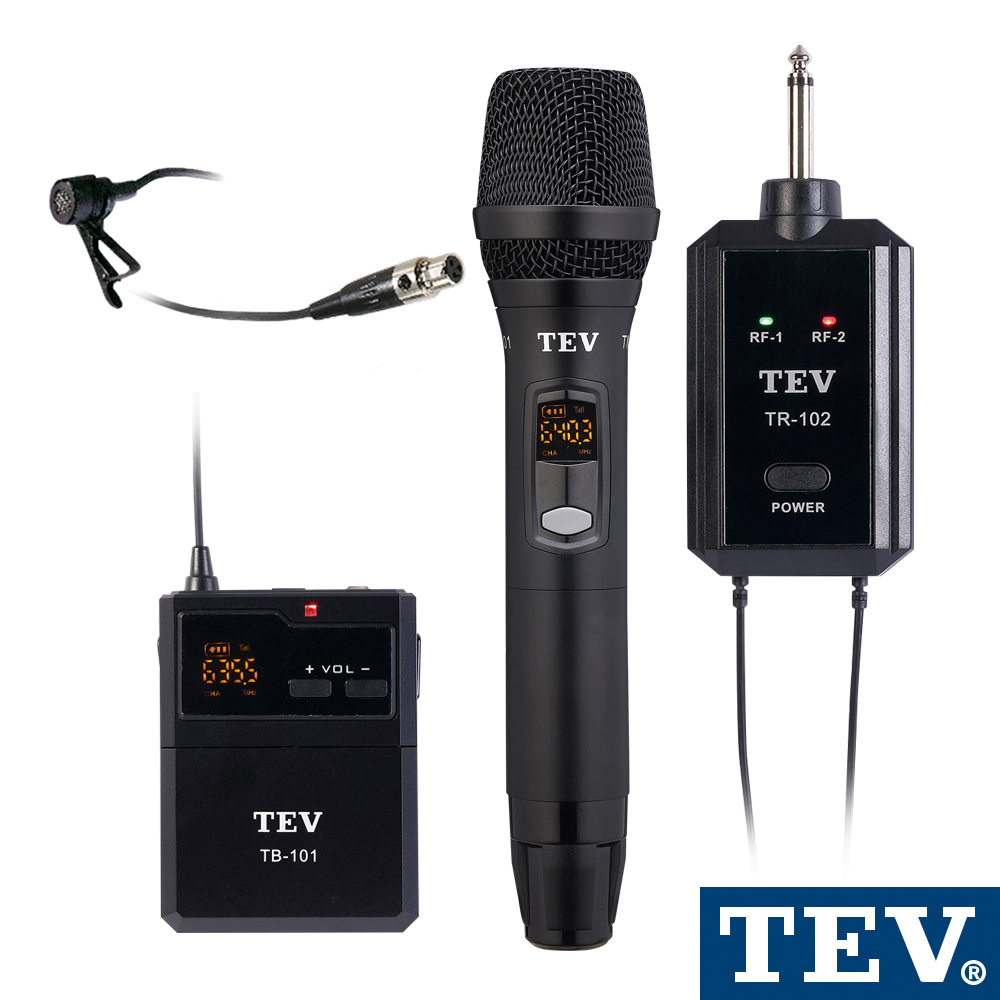 TEV 台灣電音 數位對頻無干擾 UHF雙頻攜帶式無線麥克風一手一領夾TR102L（其他規格）