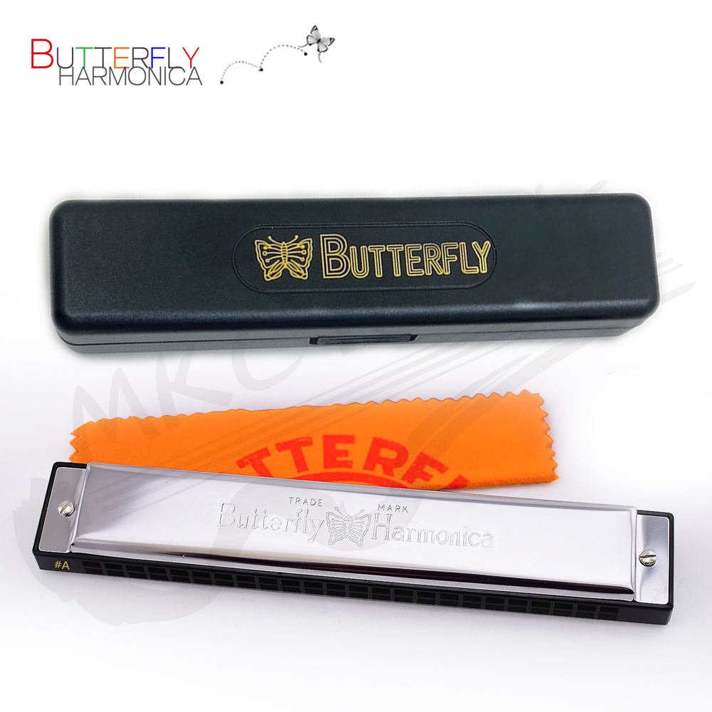 BUTTERFLY 蝴蝶牌 複音24孔 口琴 (A#調)
