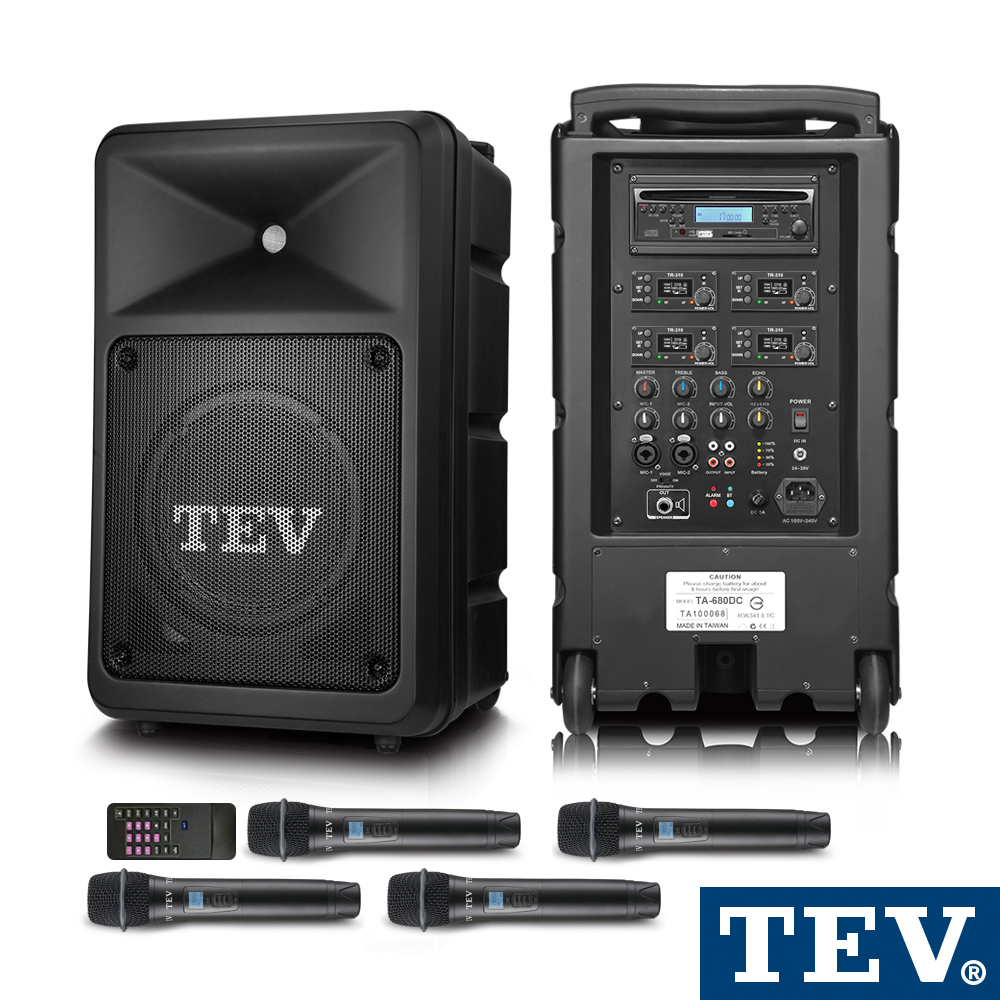 TEV 台灣電音 多功能設計追求高C/P值的最佳選擇 220W藍牙/CD/USB/SD四頻無線擴音機 TA680DC-4