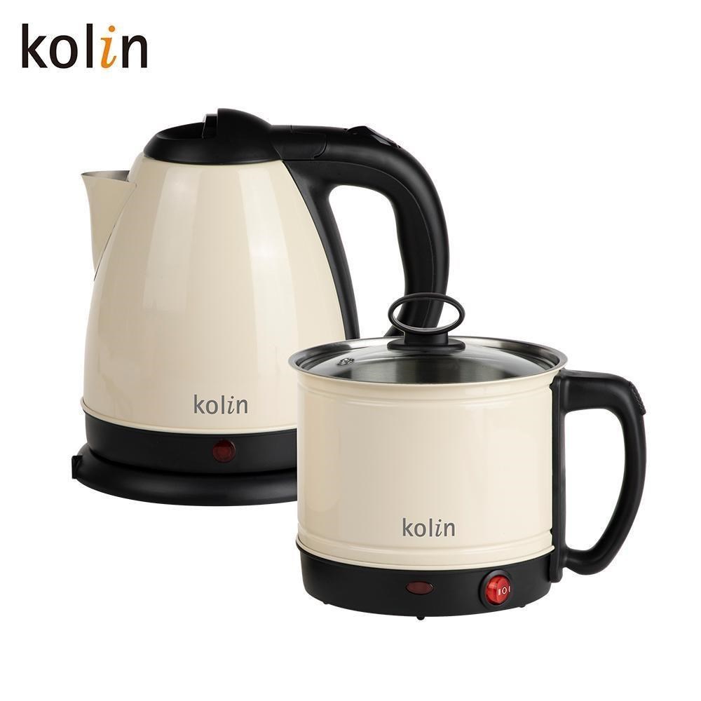 KOLIN 歌林 不鏽鋼料理鍋組 電火鍋/美食鍋/快煮壺 奶霜白色 KHL-SD2568
