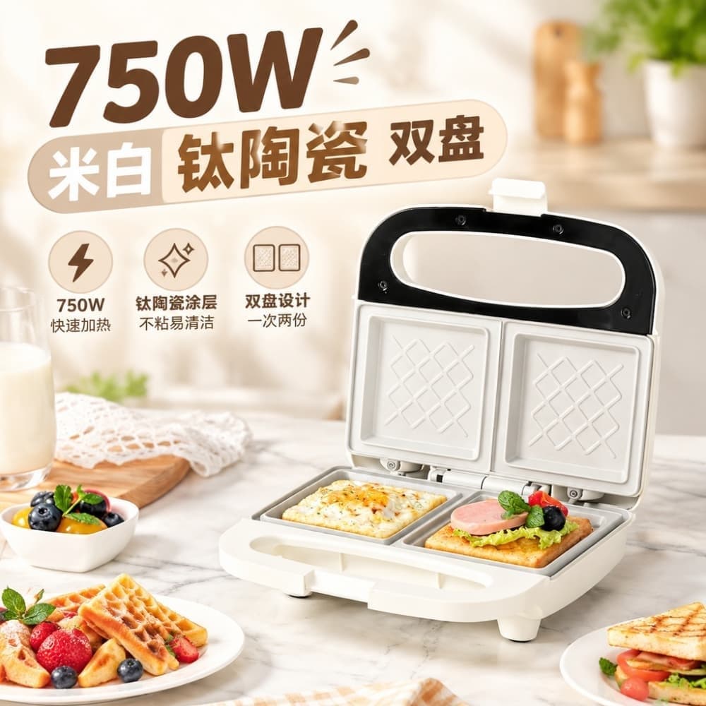 【森百諾】早餐機 雙盤機 輕食機 壓烤機 熱壓機 煎烤機 速烤機 點心機 烘焙機 輕烹機 220V 配變壓器