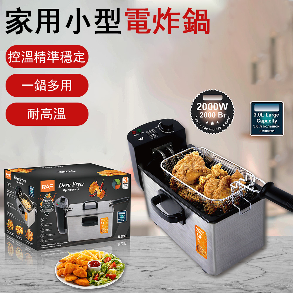 Felsted 菲仕德 家用小型電炸鍋 3.5L大容量油炸機 加厚不鏽鋼 均勻受熱 易清洗 炸薯條 炸雞機 YW