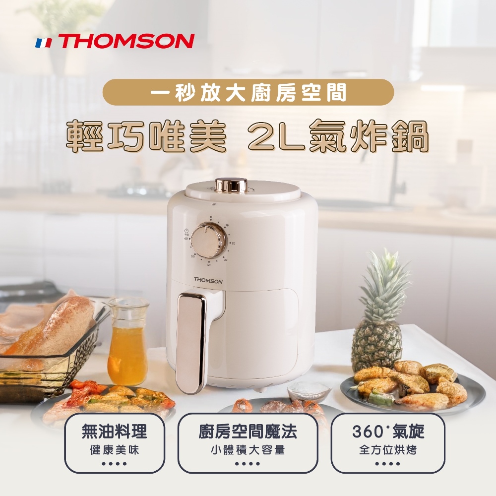 2L 輕巧唯美氣炸鍋 TM-SAT28A 烤箱 小資 租屋 健康餐 送禮 奶茶色 濾油架 不沾鍋 安全斷電