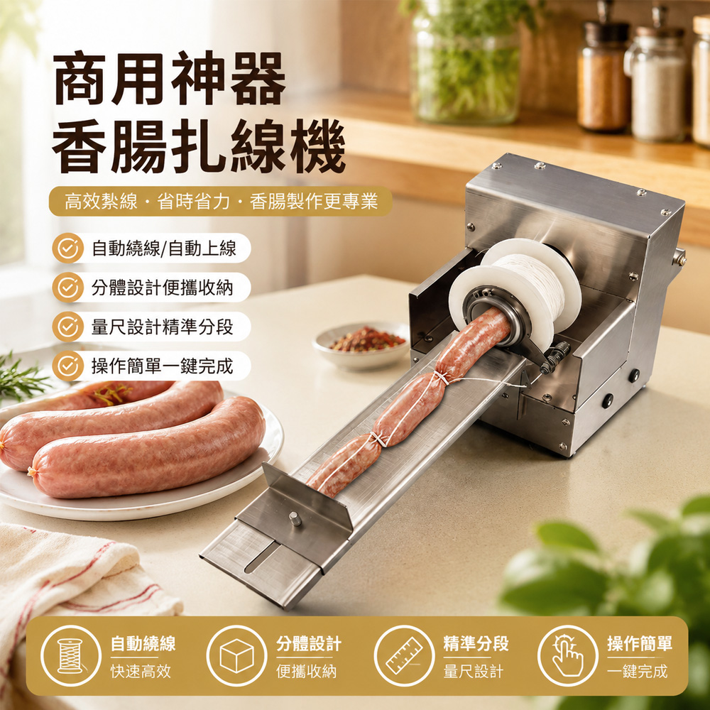 Felsted 菲仕德 自動香腸扎線機 (電動打結機/香腸棉線綁紮機/手搖香腸機/香腸分段量尺) YW