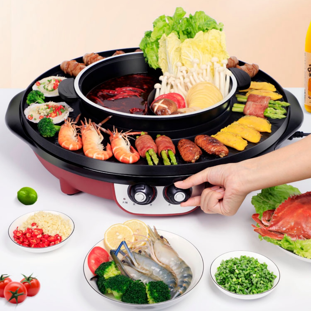 電烤盤 火鍋烤肉一體鍋 家用電烤盤 燒烤盤 烤肉鍋 鴛鴦鍋 煎烤盤 涮烤鍋 電燒烤爐
